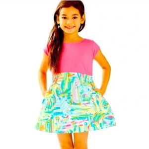 Lilly Pulitzer girls Calia Bow Back Dress Sea Salt and Sun x-Large (12-14) NWT
